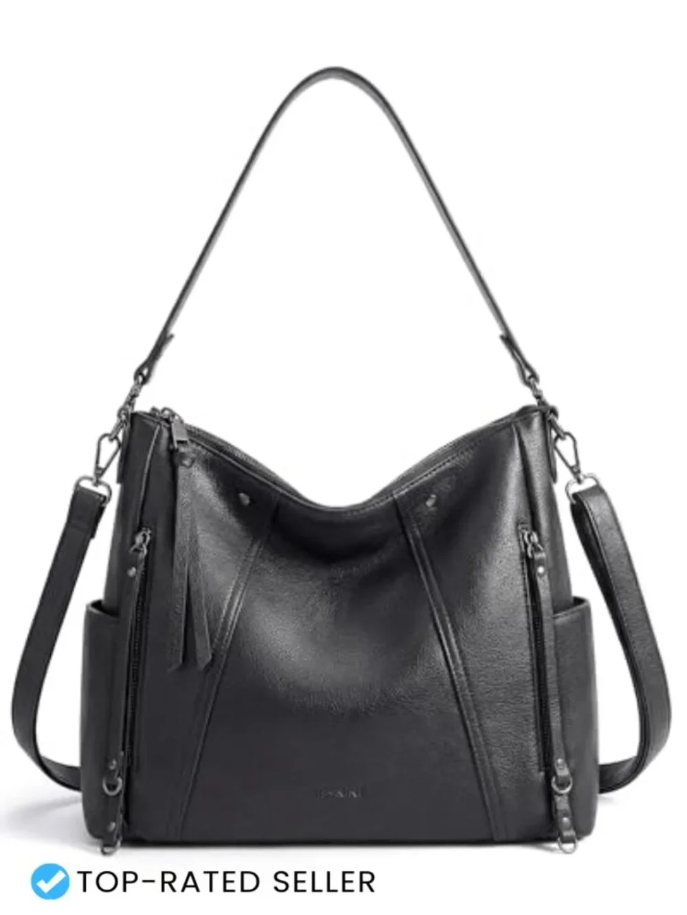 Vegan Leather Hobo Bag with Multi-Pockets Crossbody Shoulder Tote